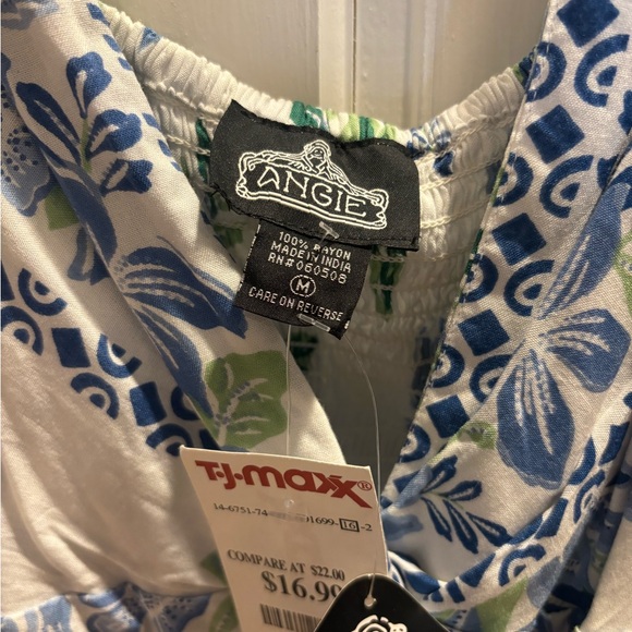 NWT Women’s Blue Floral Tropical Beachy V-Neck Dress Size M - Picture 3 of 3